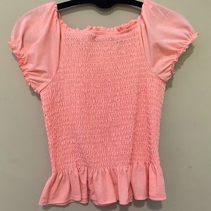 Bright Pink Puff Sleeve Smock Top Girls